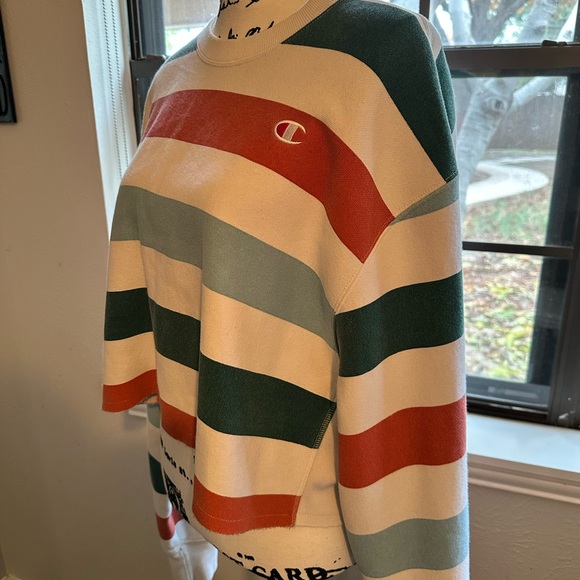 Rare Champion Striped Throwback Cropped Sweatshirt - Picture 3 of 9